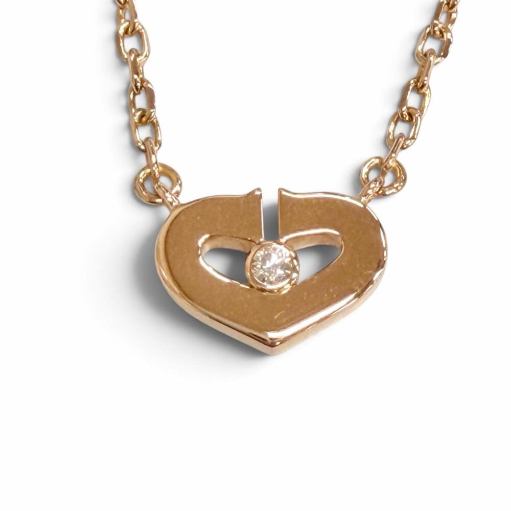 Cartier B3040400 750 C Heart 1P Diamond Necklace, 18K Pink Gold (PG), Weight ...